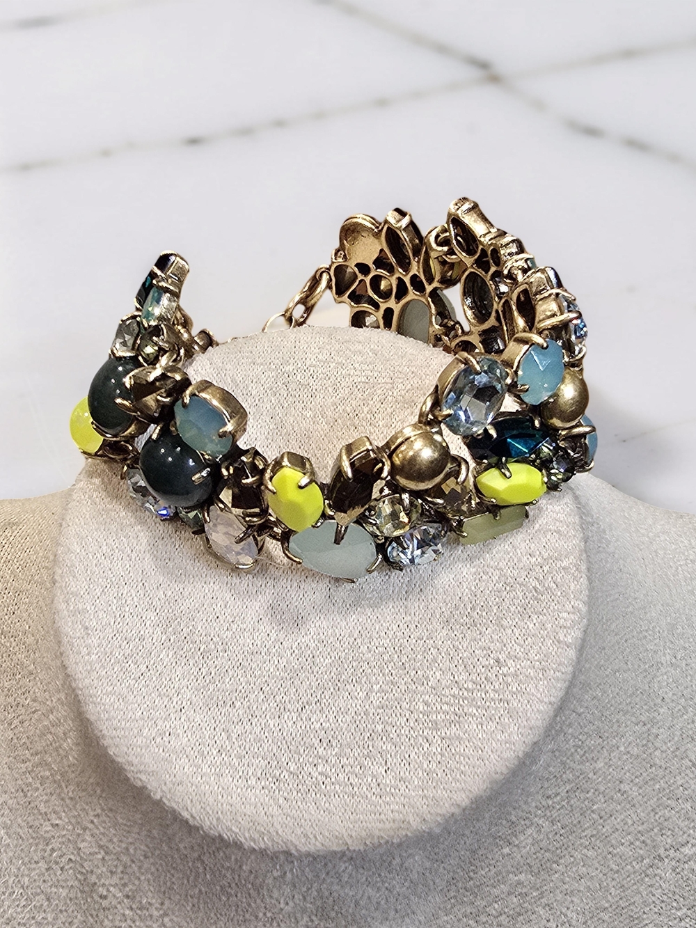 J.Crew "Spring Bloom" Crystal Cluster Statement Bracelet